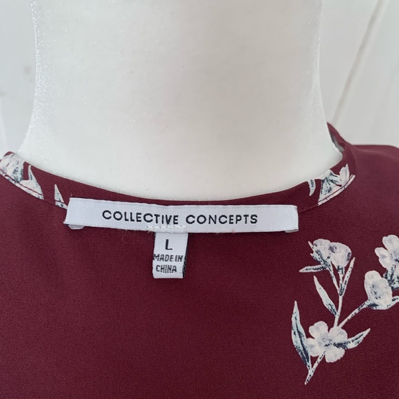 Blouse Maroon Elastic Long Sleeve Color Collective Concepts Polyester Sz… - Picture 8 of 14